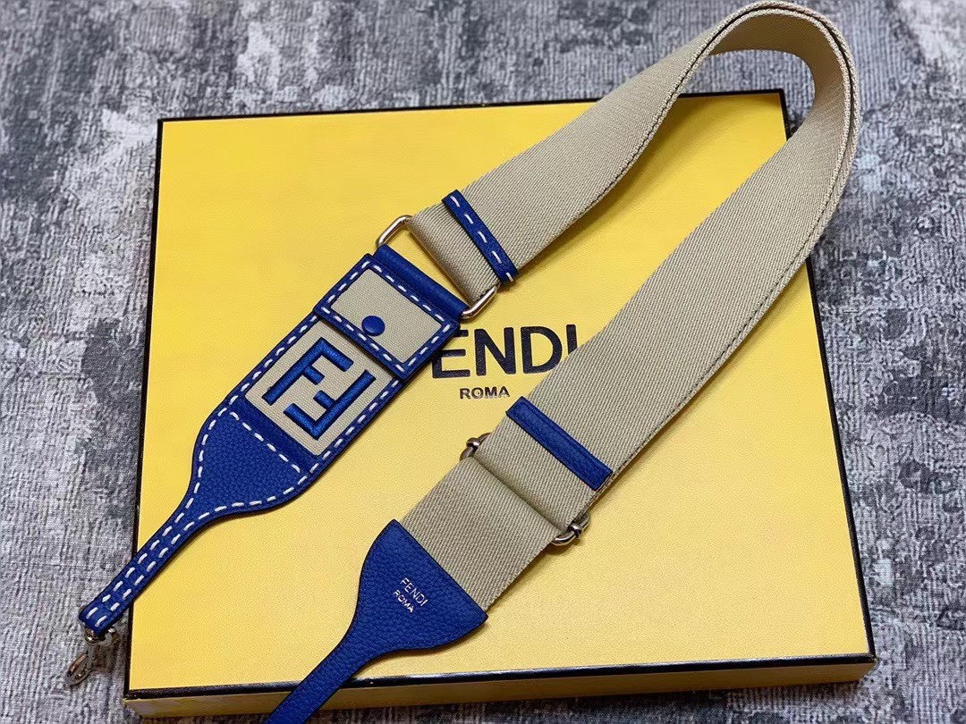 Fendi Peekaboo ISeeU Petite Royal Blue Leather Handbag with FF Monogram Pouch