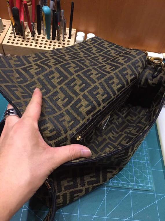Vintage Fendi Zucca Monogram Baguette Shoulder Bag - Brown Canvas