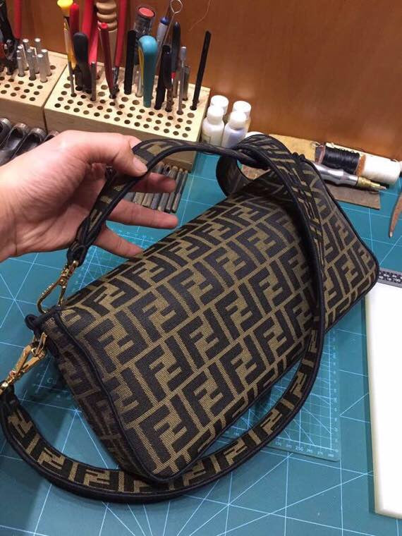 Vintage Fendi Zucca Monogram Baguette Shoulder Bag - Brown Canvas