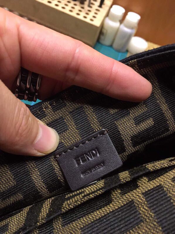 Fendi Mini Baguette Bag in Brown Zucca Canvas with Gold-Tone Hardware