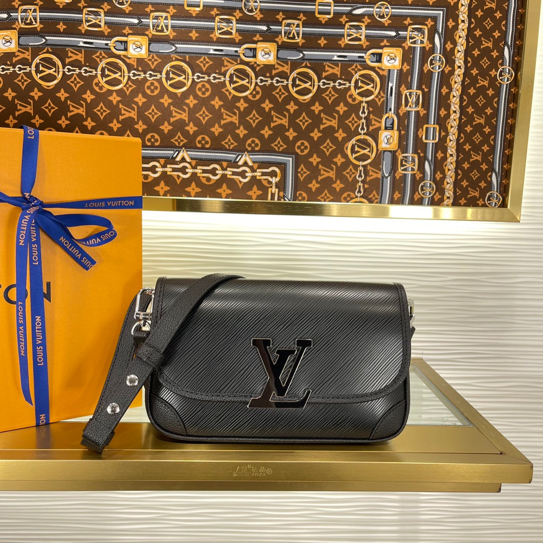 Louis Vuitton Monogram Empreinte Leather Bag, Black Crossbody Shoulder Bag