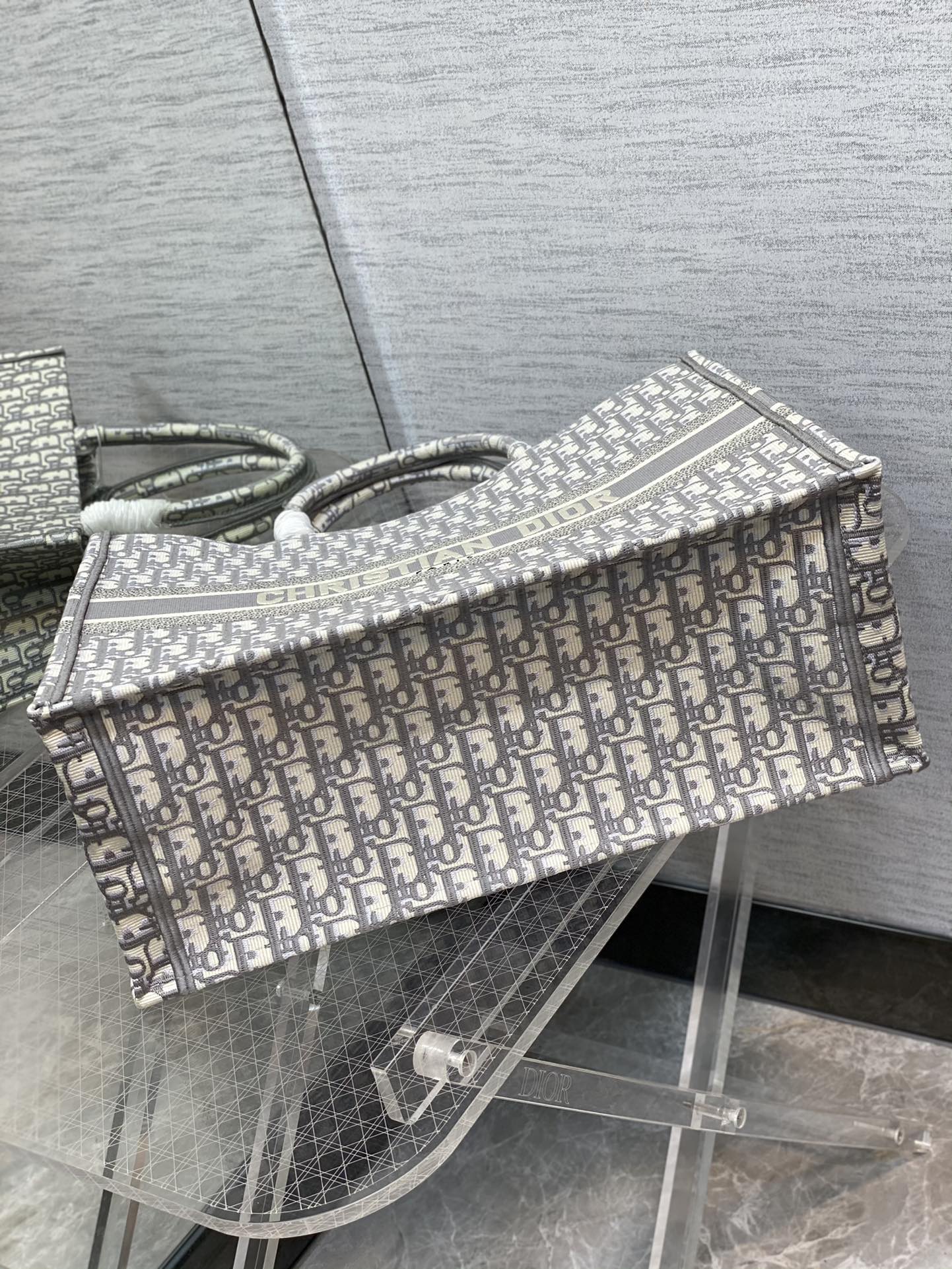 Dior Monogram Jacquard Canvas Tote Bag Retro Large Capacity Handbag