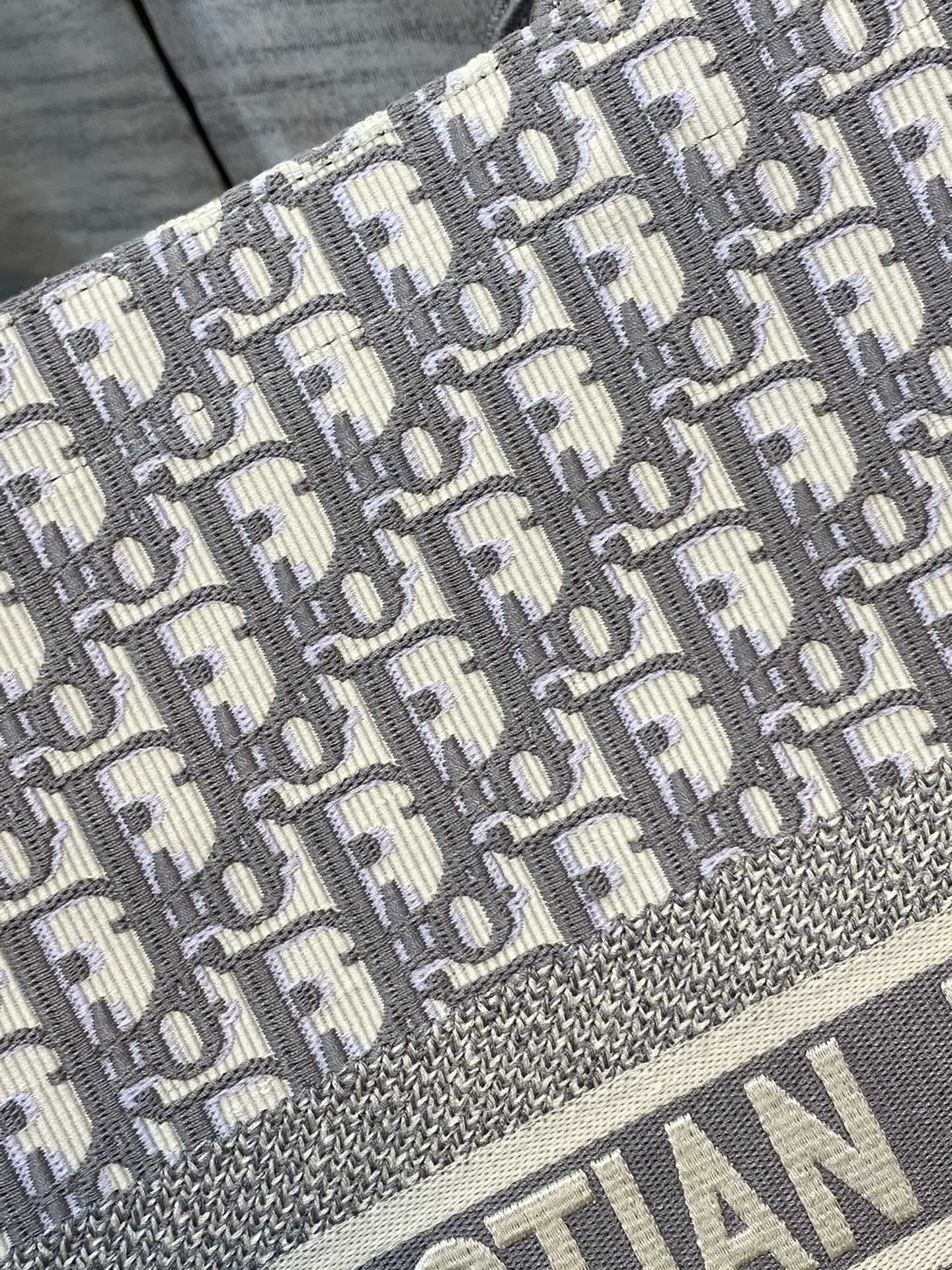 Christian Dior Gray Oblique Embroidery Book Tote Bag