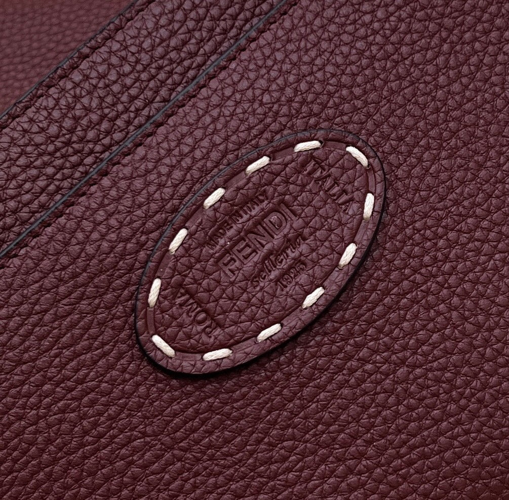 Burgundy Leather Top Handle Handbag with Matching Card Holder - White Contrast Stitching