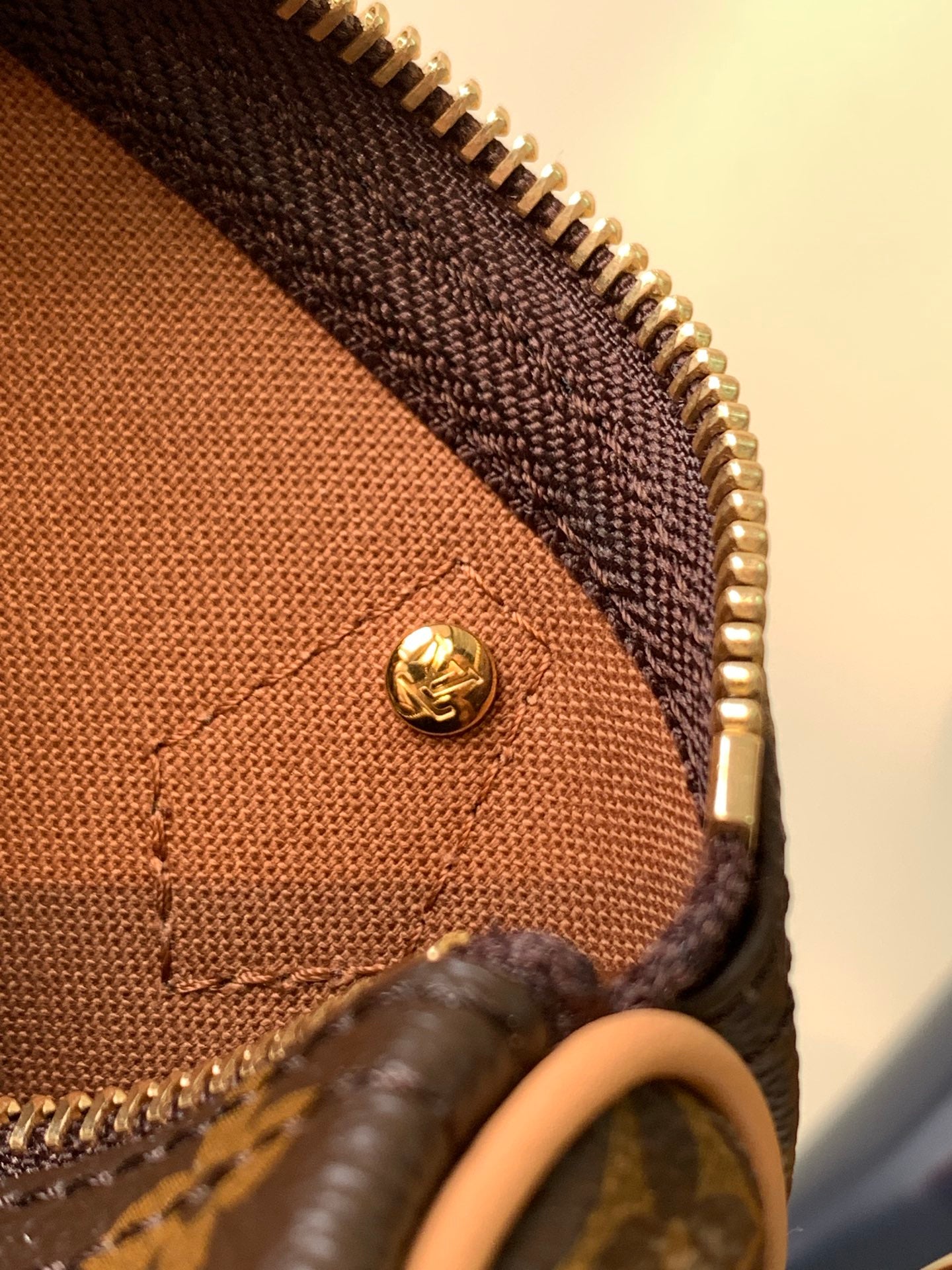 Louis Vuitton Classic Brown Monogram Mini Barrel Handbag with Leather Strap