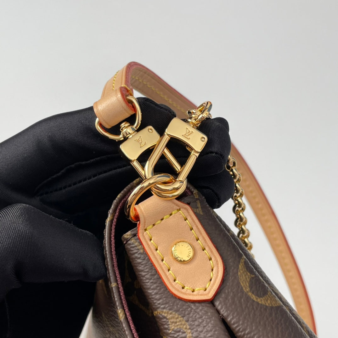 Louis Vuitton Classic Monogram Canvas Crossbody Bag with Gold Chain Strap