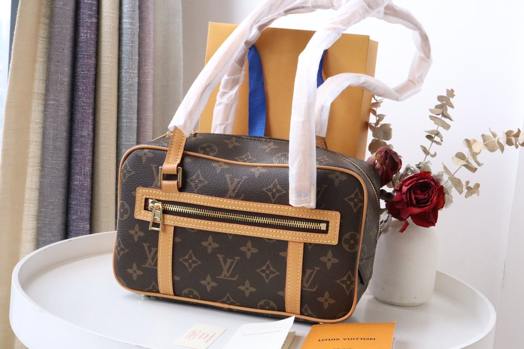 Louis Vuitton Vintage Brown Monogram Printed Canvas Shoulder Bag with Leather Straps