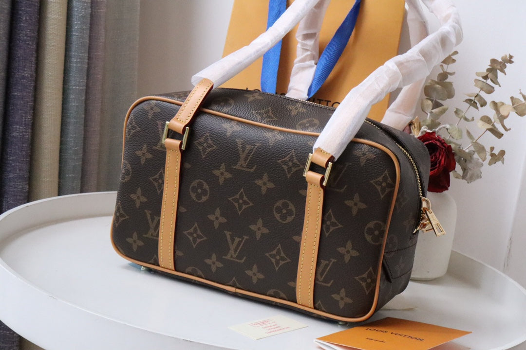 Louis Vuitton Vintage Brown Monogram Printed Canvas Shoulder Bag with Leather Straps