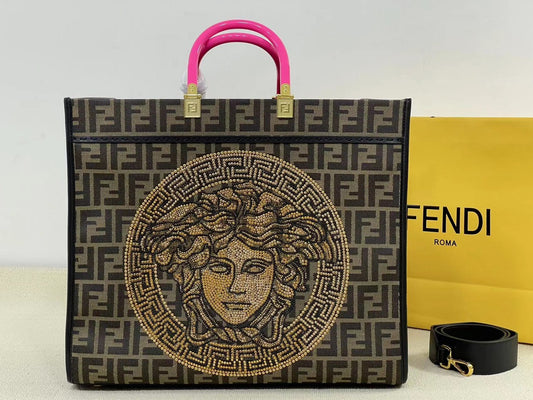 Fendace Fendi x Versace Sunshine Shopper Tote Bag - FF Monogram Medusa