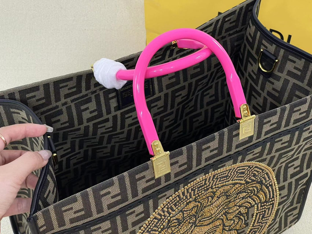 Fendace Fendi x Versace Sunshine Shopper Tote Bag - FF Monogram Medusa