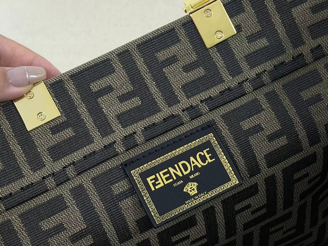 Fendi x Versace Fendace Sunshine Shopper Tote Bag - Brown FF Monogram with Gold Medusa