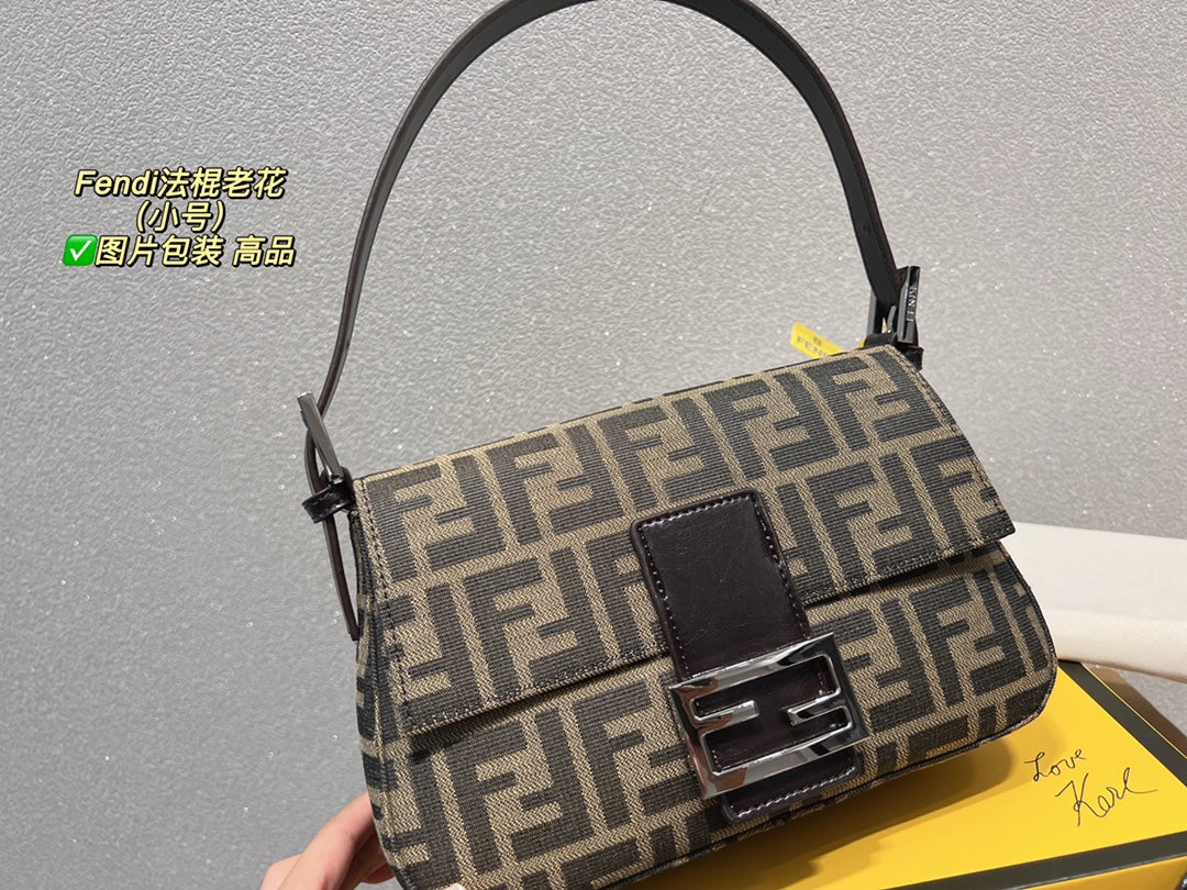 Fendi Baguette Zucca Monogram Canvas Shoulder Bag