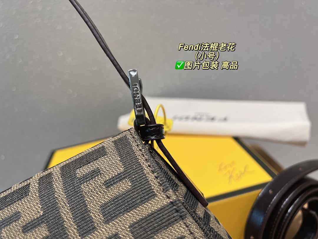 Fendi Baguette Zucca Monogram Canvas Shoulder Bag