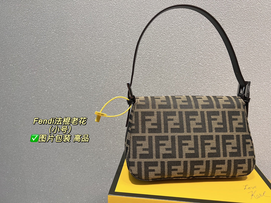Fendi Baguette Zucca Monogram Canvas Shoulder Bag