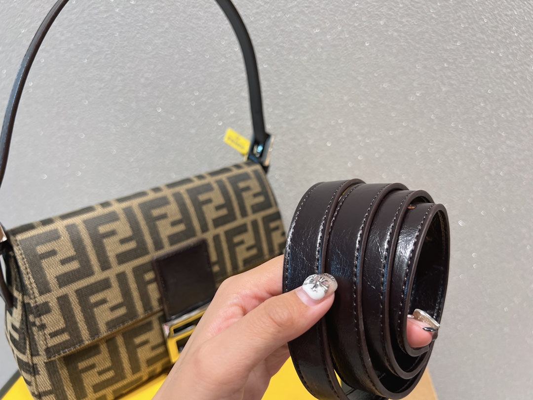 Fendi Baguette Zucca Monogram Canvas Shoulder Bag