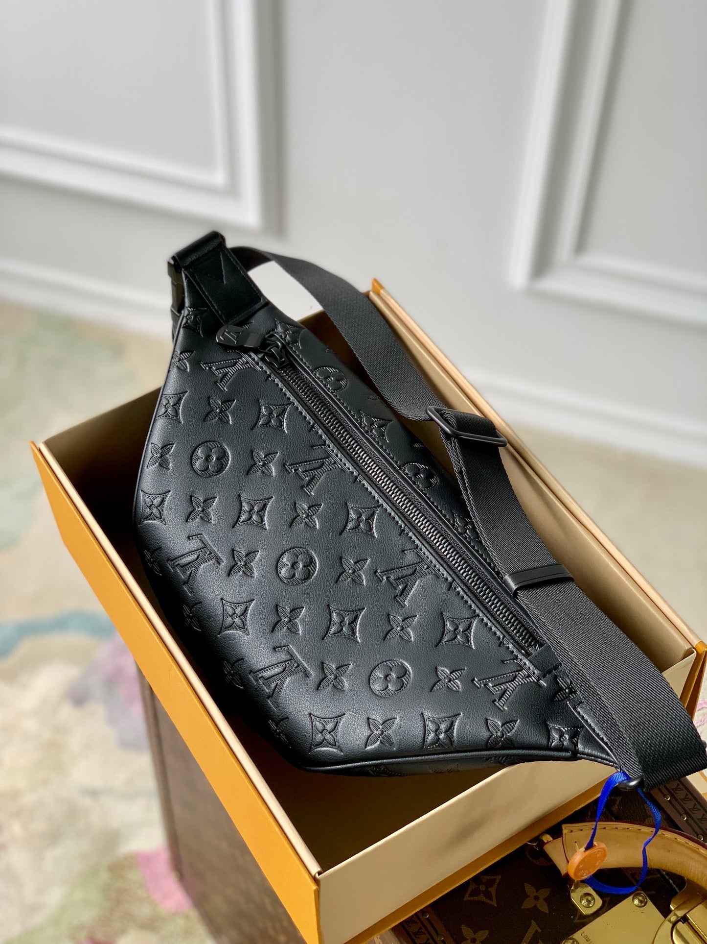 Louis Vuitton Black Embossed Monogram Leather Fanny Pack Waist Bag