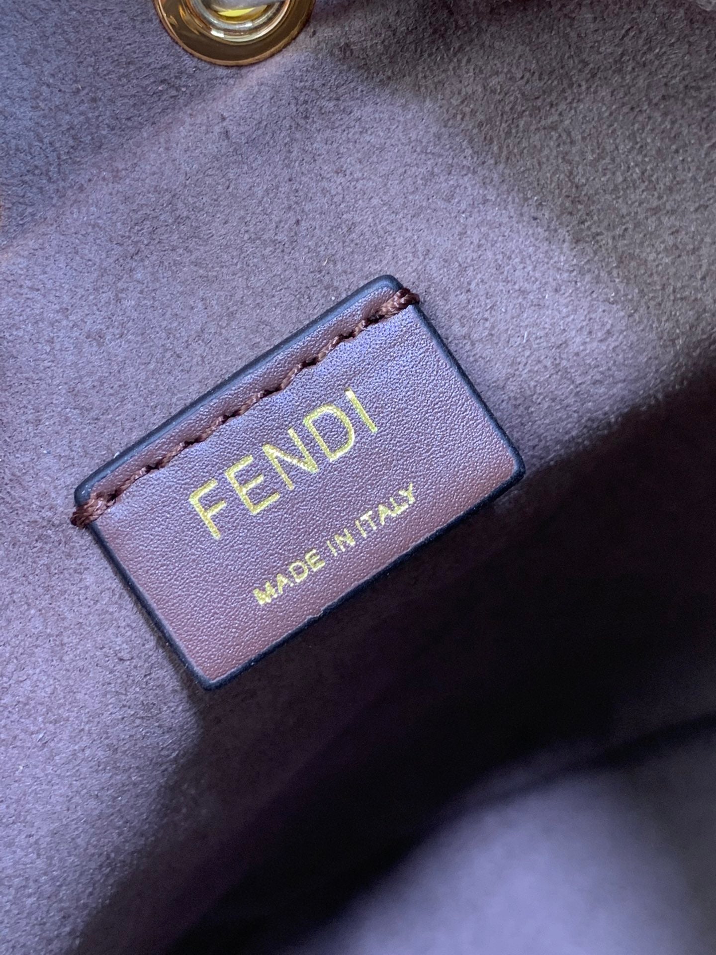 Fendi Mon Tresor Mini FF Monogram Bucket Bag in Grey Fabric