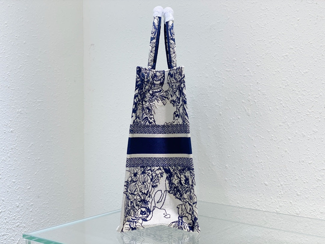 Dior Blue and White Toile Print Canvas Tote Handbag with Compass Star