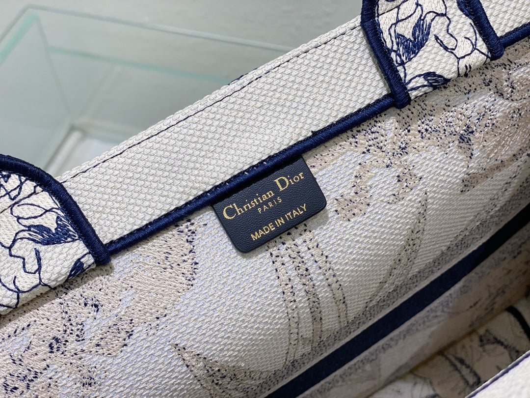 Dior Blue and White Toile Print Canvas Tote Handbag with Compass Star