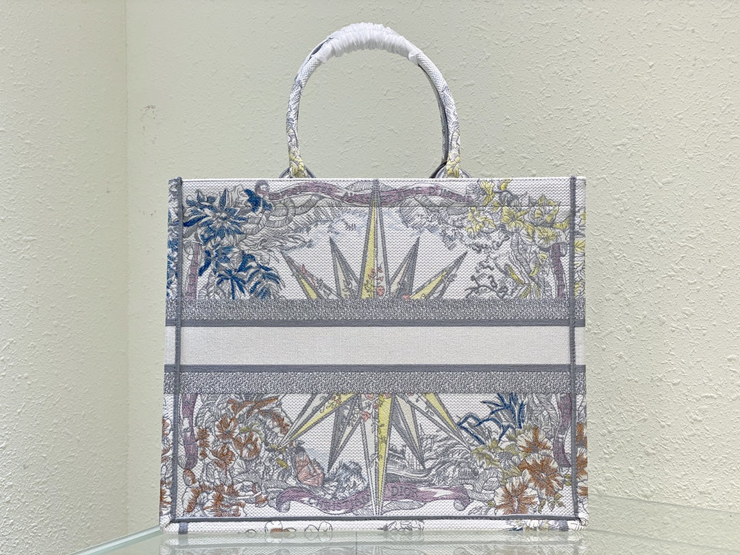 Christian Dior Large Book Tote Multicolored Zodiac Constellation Embroidery Bag