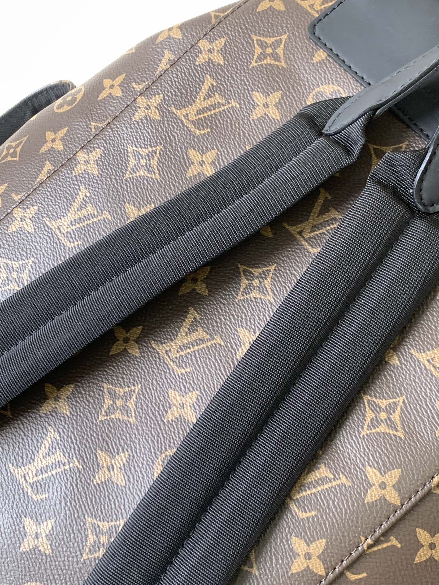Louis Vuitton Classic Brown Monogram Pattern Backpack with Black Leather Straps