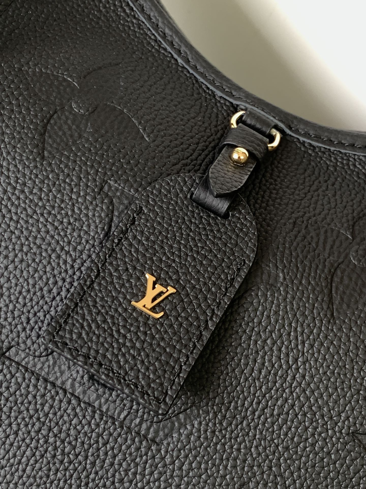 Louis Vuitton Black Embossed Shoulder Bag Textured Leather Hobo Purse