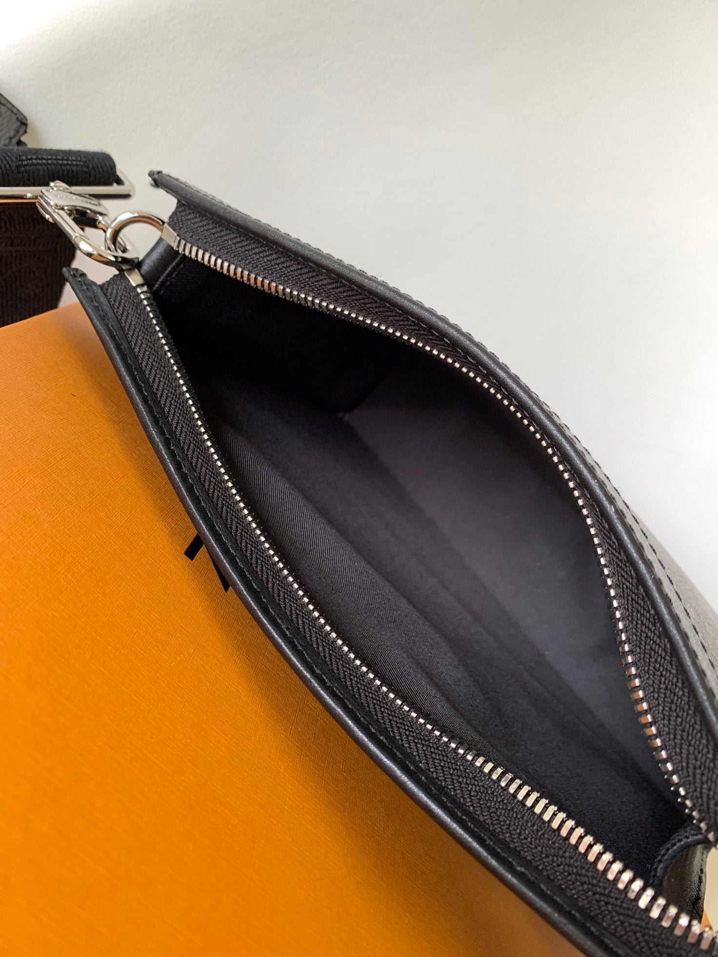 Louis Vuitton Modern Black Monogram Messenger Bag, Rectangular Crossbody Shoulder Bag