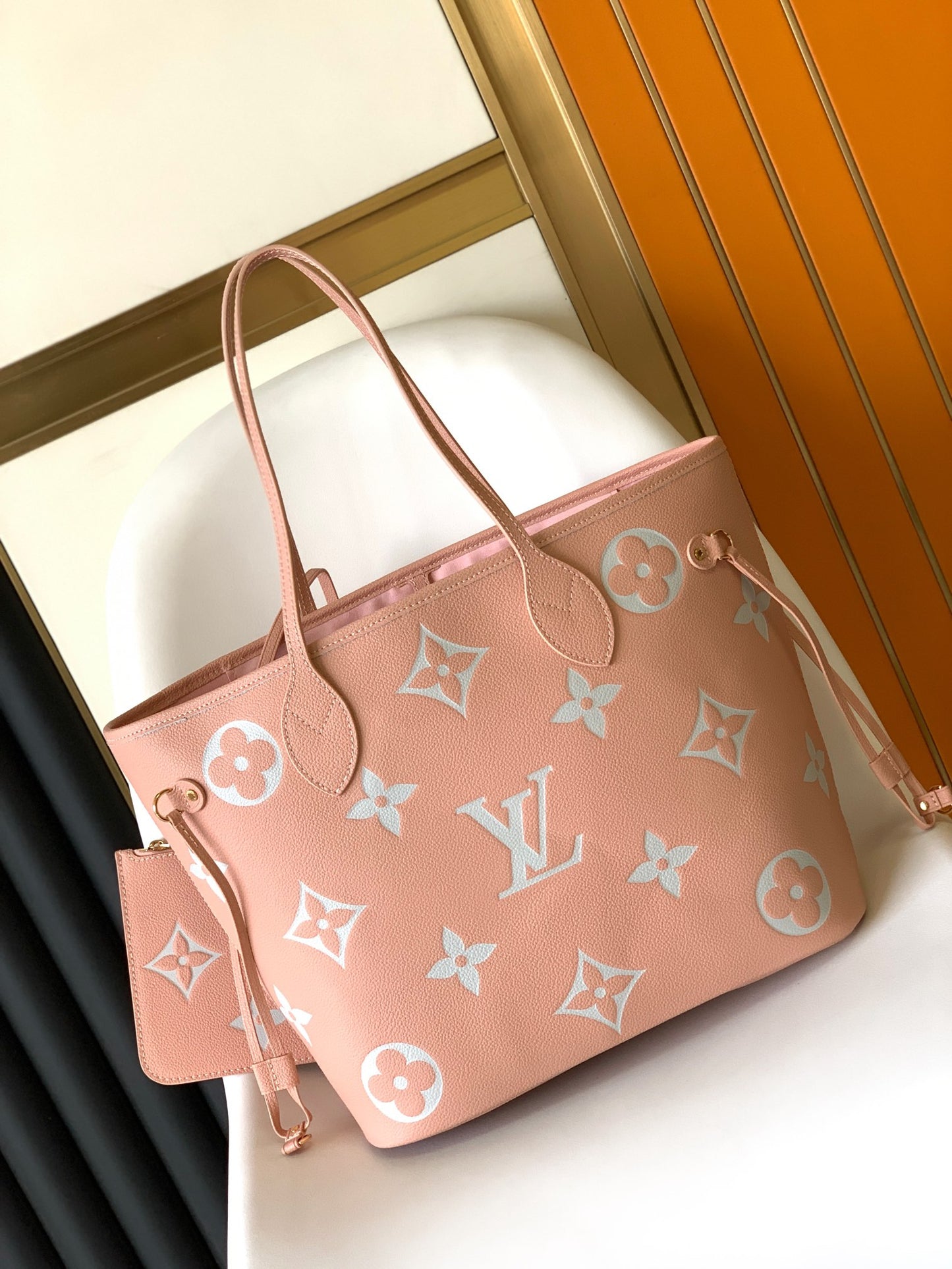 Louis Vuitton Blush Pink Monogram Leather Tote Bag with Shoulder Straps