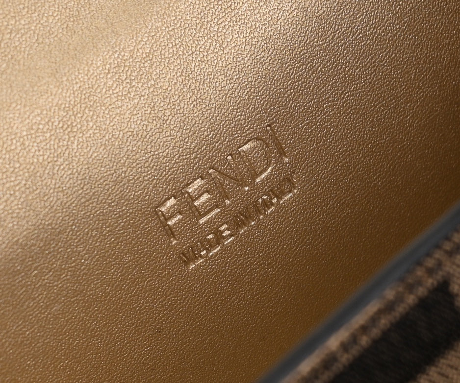 Fendi FF Monogram Canvas Crescent Shoulder Bag with Gold-Tone Hardware