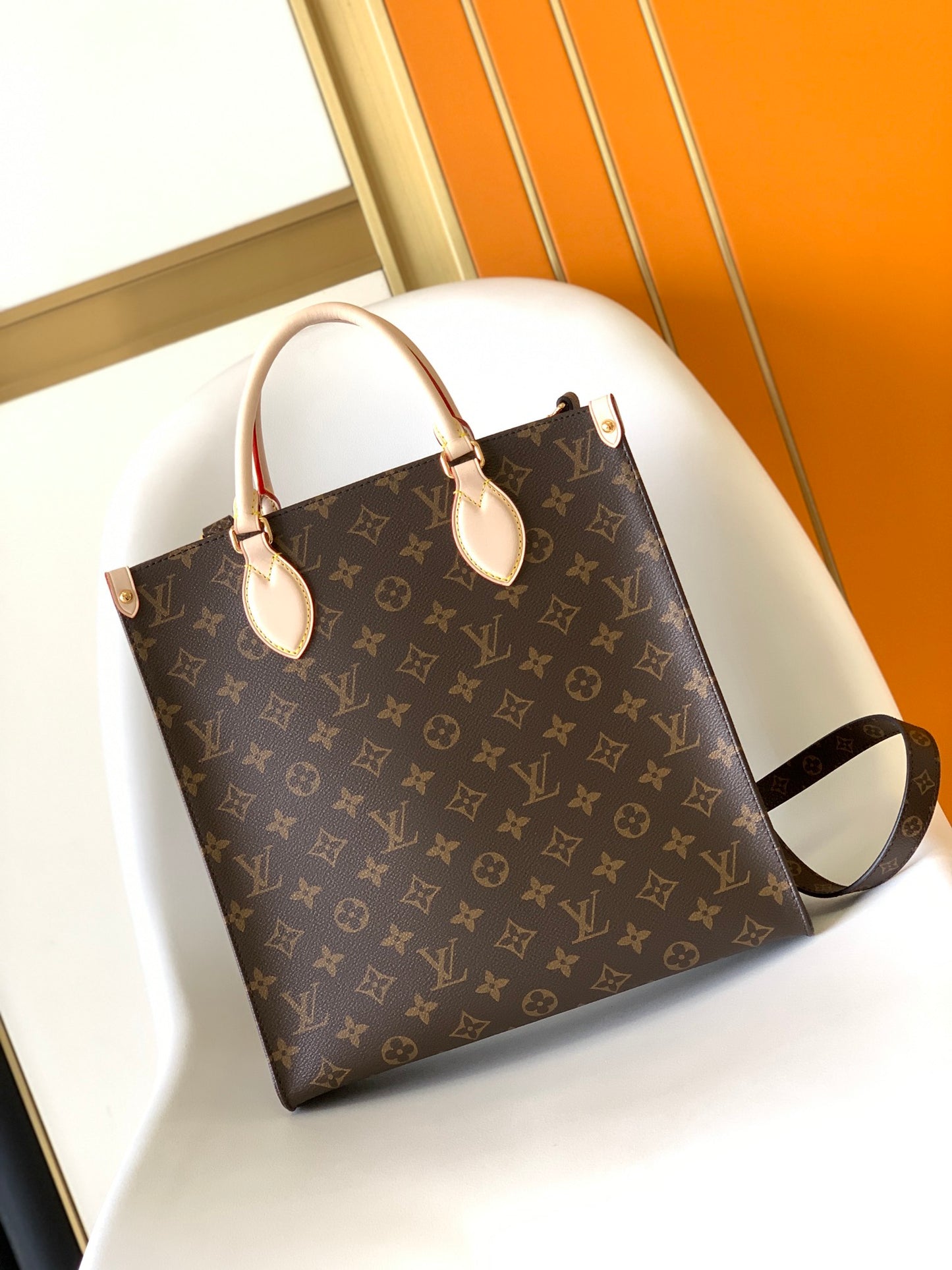 Louis Vuitton Classic Brown Monogram Canvas Square Tote Bag with Shoulder Strap