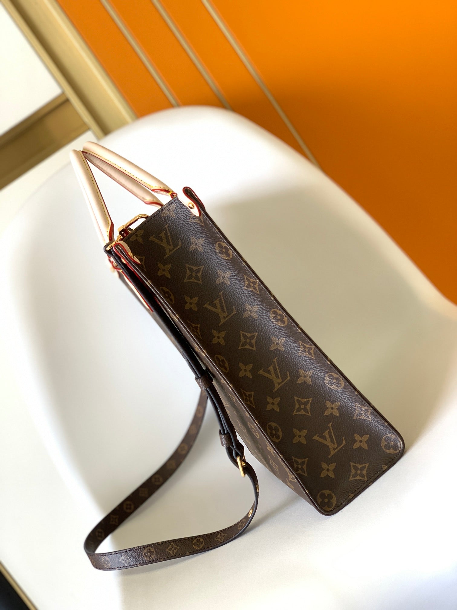 Louis Vuitton Classic Brown Monogram Canvas Square Tote Bag with Shoulder Strap