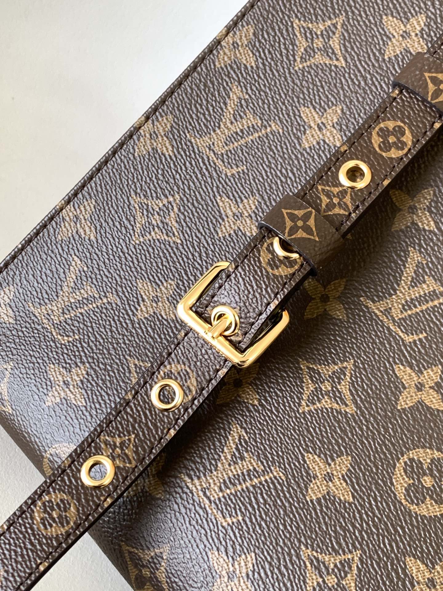 Louis Vuitton Classic Brown Monogram Canvas Square Tote Bag with Shoulder Strap