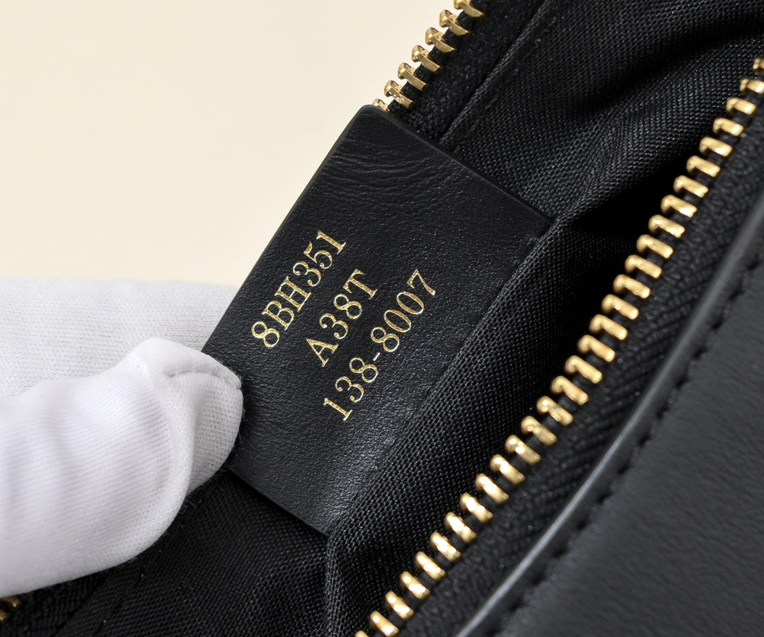 Fendi Fendigraph Small Black Leather Hobo Bag