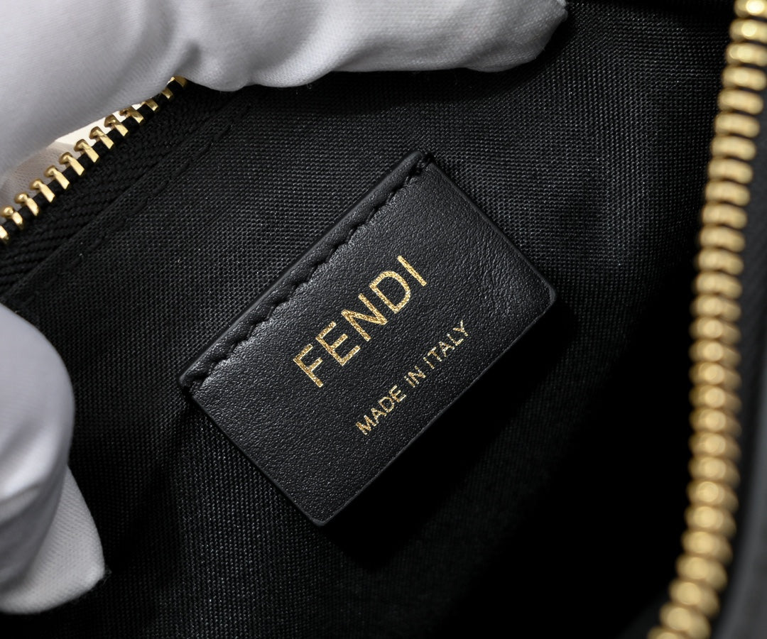 Fendi Fendigraph Small Black Leather Hobo Bag
