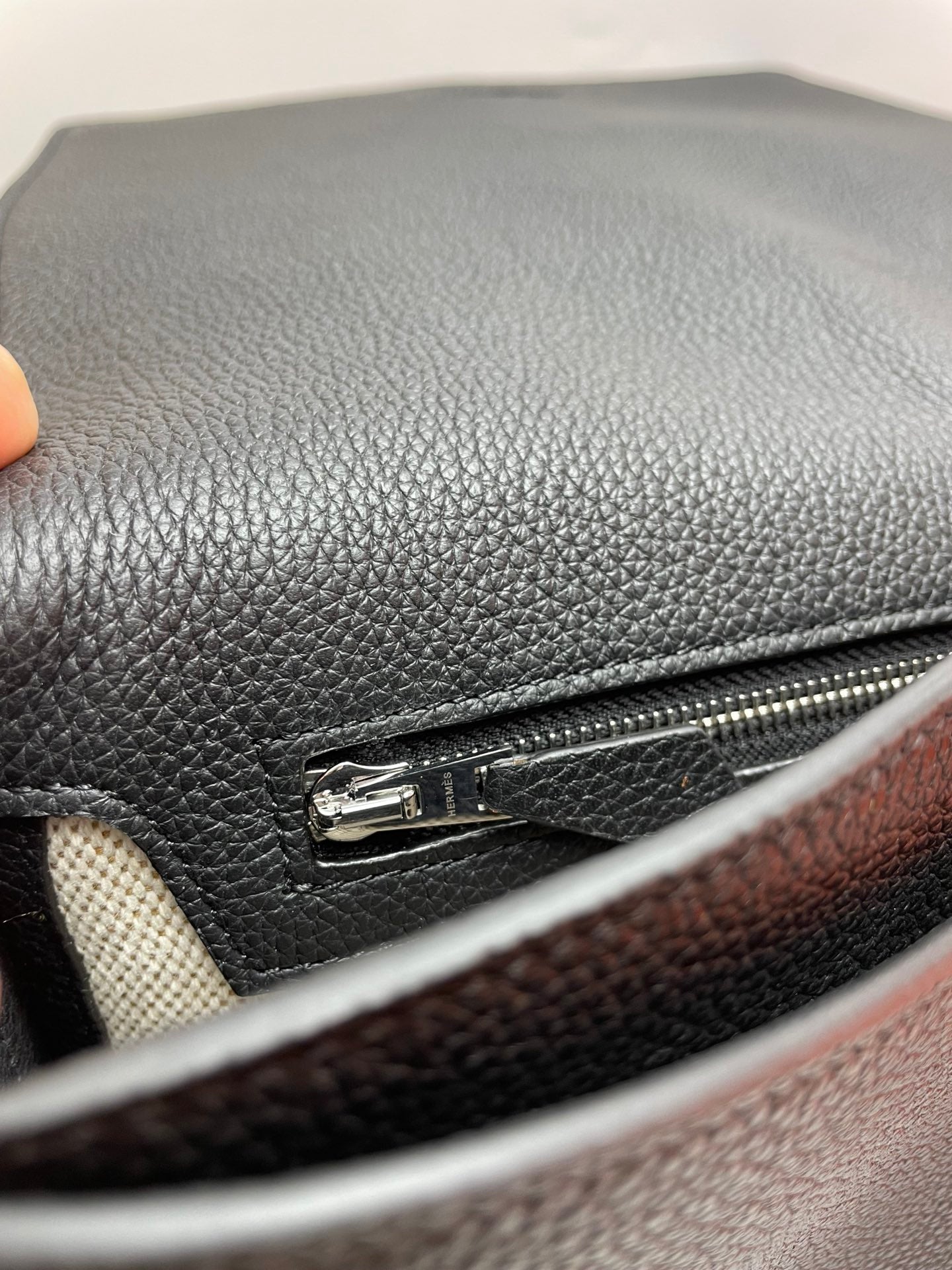 Black Pebbled Leather Messenger Bag with Adjustable Shoulder Strap