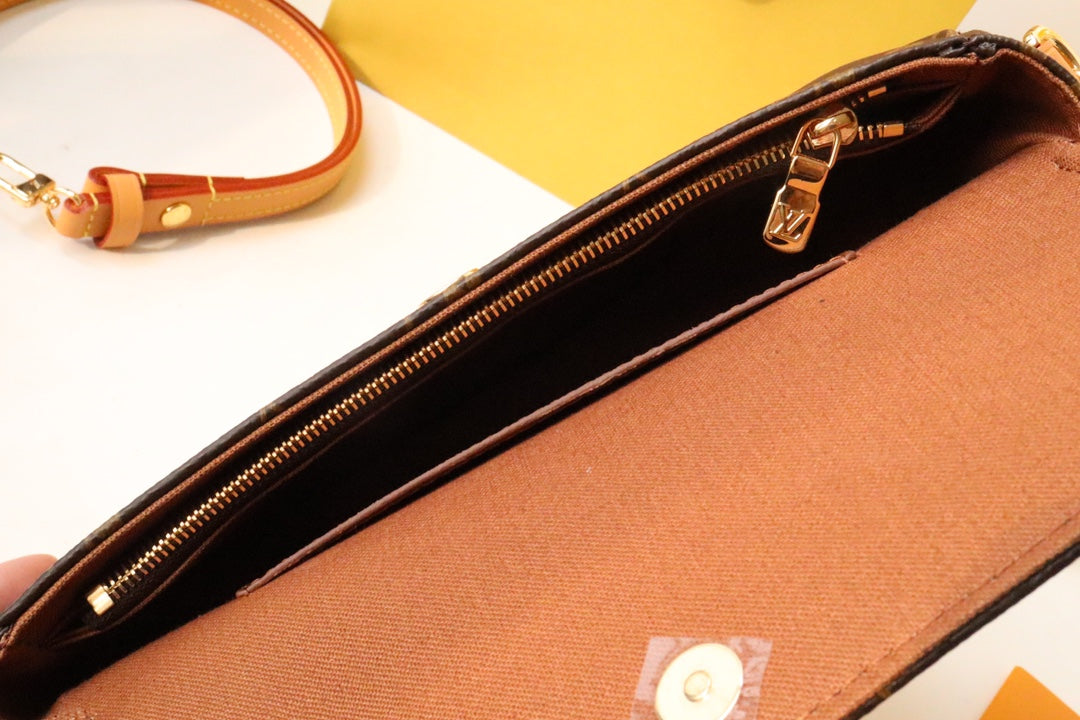 Louis Vuitton Vintage Brown Monogram Canvas Shoulder Bag with Gold Chain