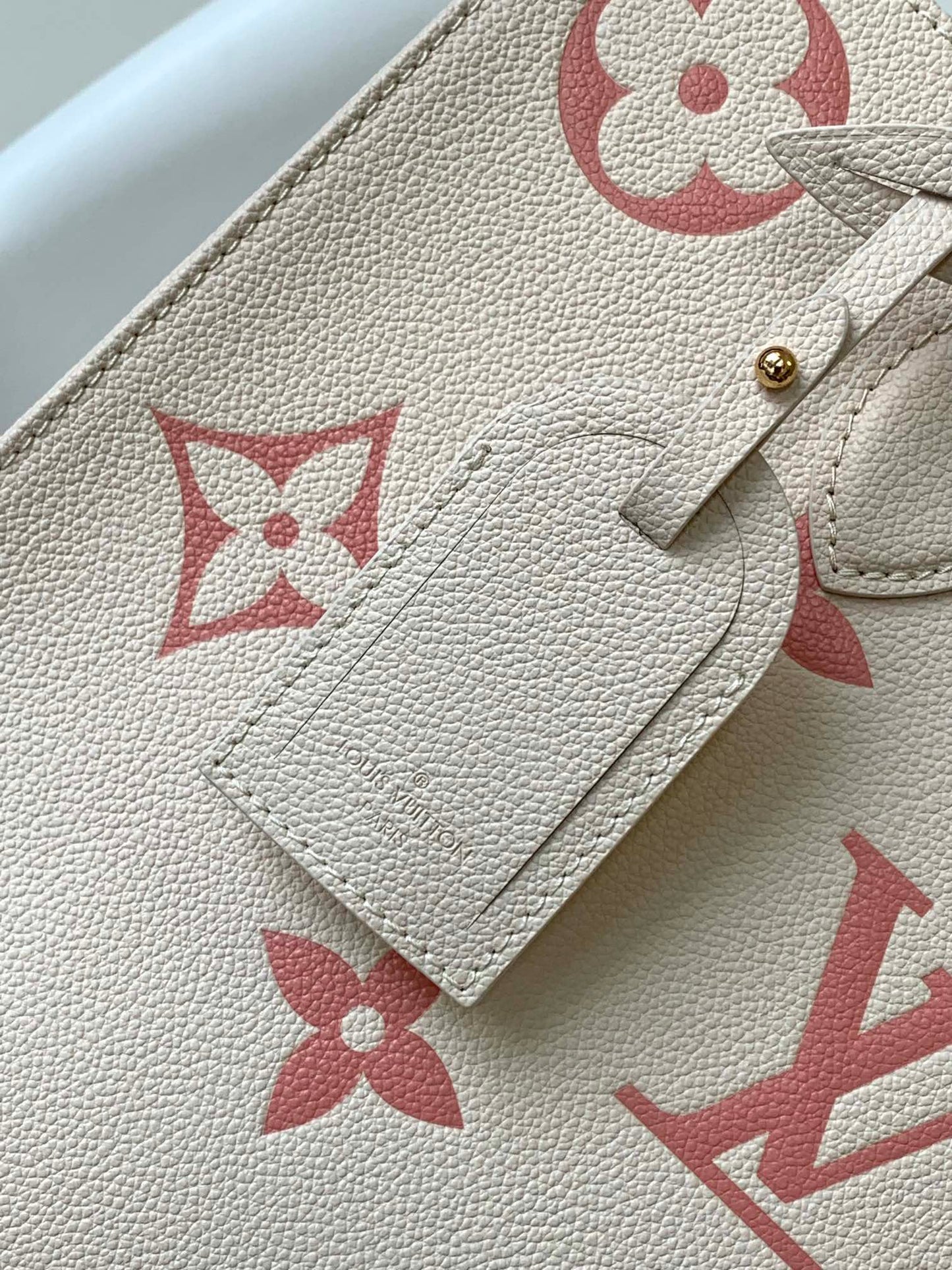 Louis Vuitton Large Beige and Pink Floral Monogram Pattern Luxury Tote Bag