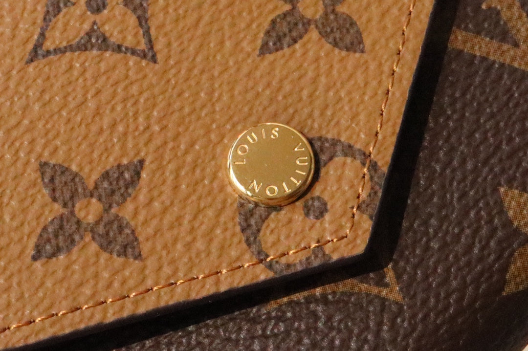 Louis Vuitton Classic Brown Monogram Leather Envelope Trifold Wallet for Women