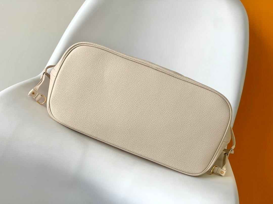 Louis Vuitton Classic Beige Leather Tote Bag with Pink Monogram Pattern