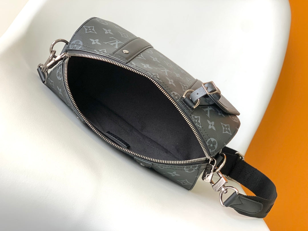 Louis Vuitton Classic Dark Monogram Mini Cylinder Duffle Crossbody Bag