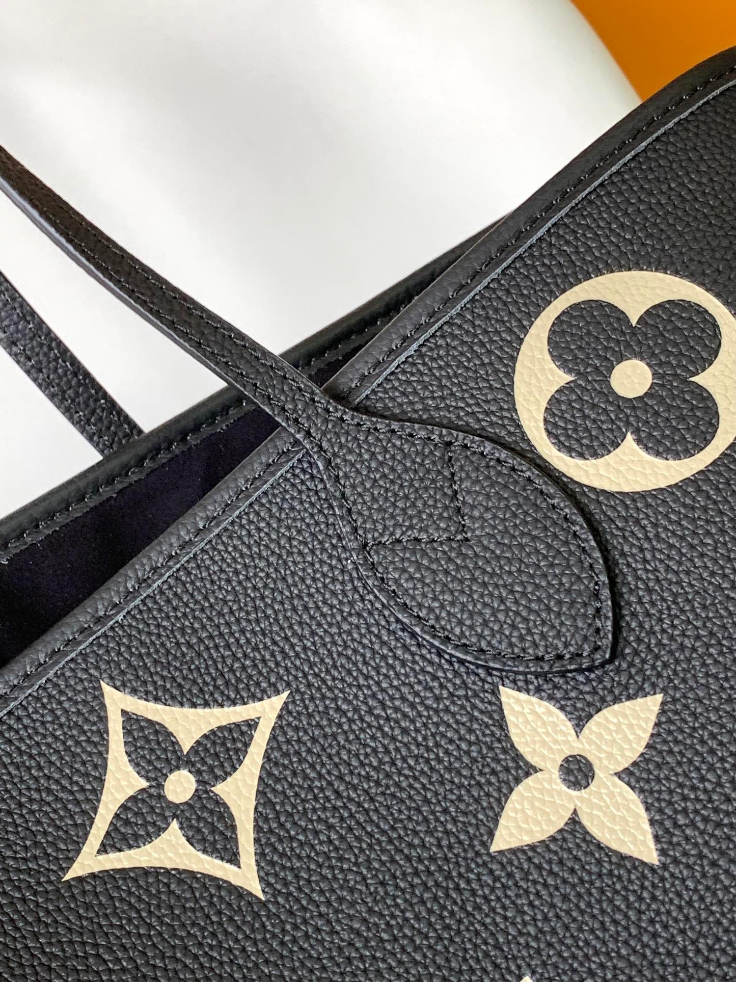 Louis Vuitton Classic Black Embossed Monogram Leather Tote Shoulder Bag