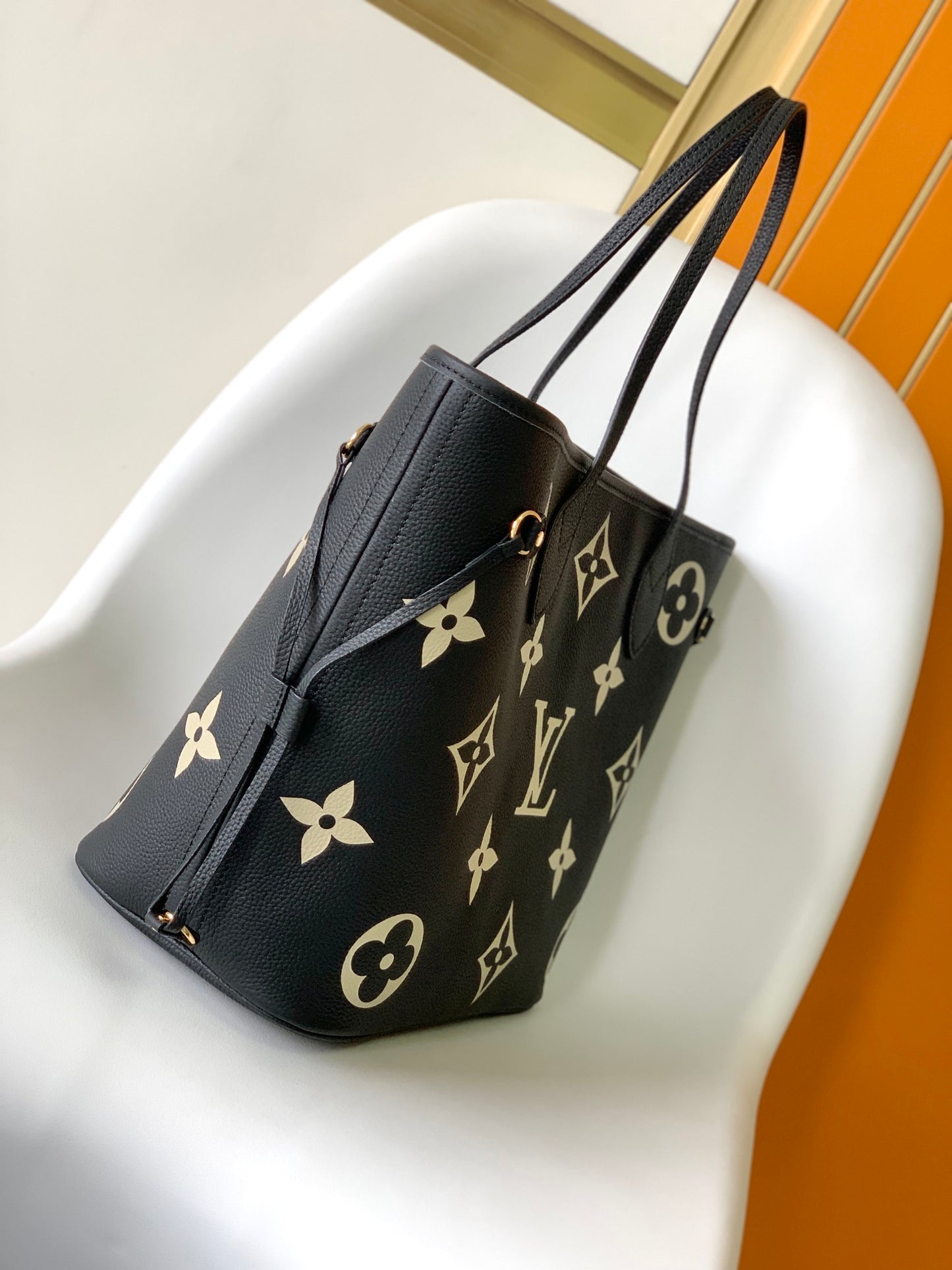 Louis Vuitton Classic Black Embossed Monogram Leather Tote Shoulder Bag