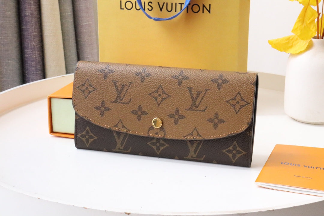 Louis Vuitton Elegant Monogram Pattern Brown Canvas Continental Long Wallet