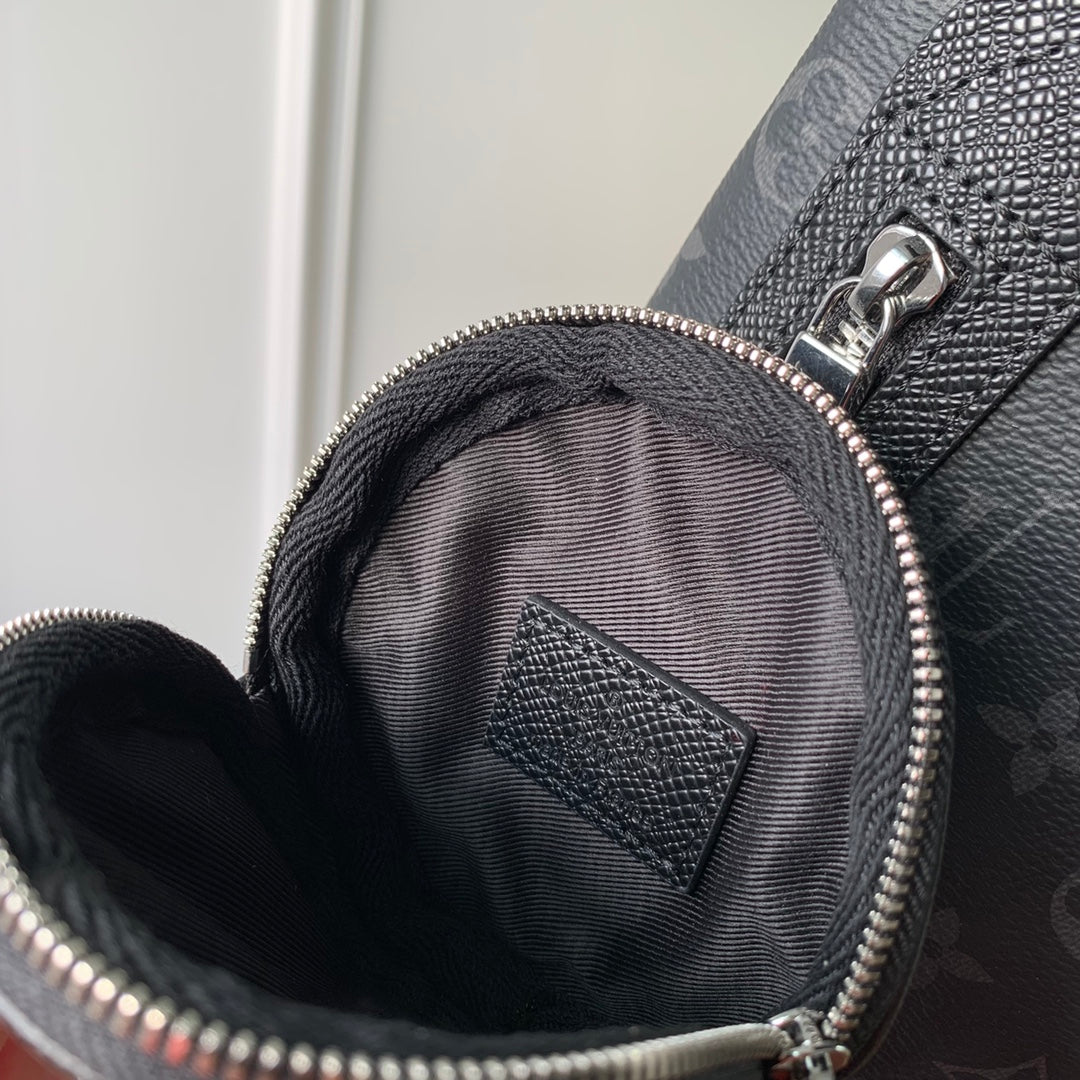Louis Vuitton Dark Grey Monogram Sling Crossbody Bag with Detachable Pouch