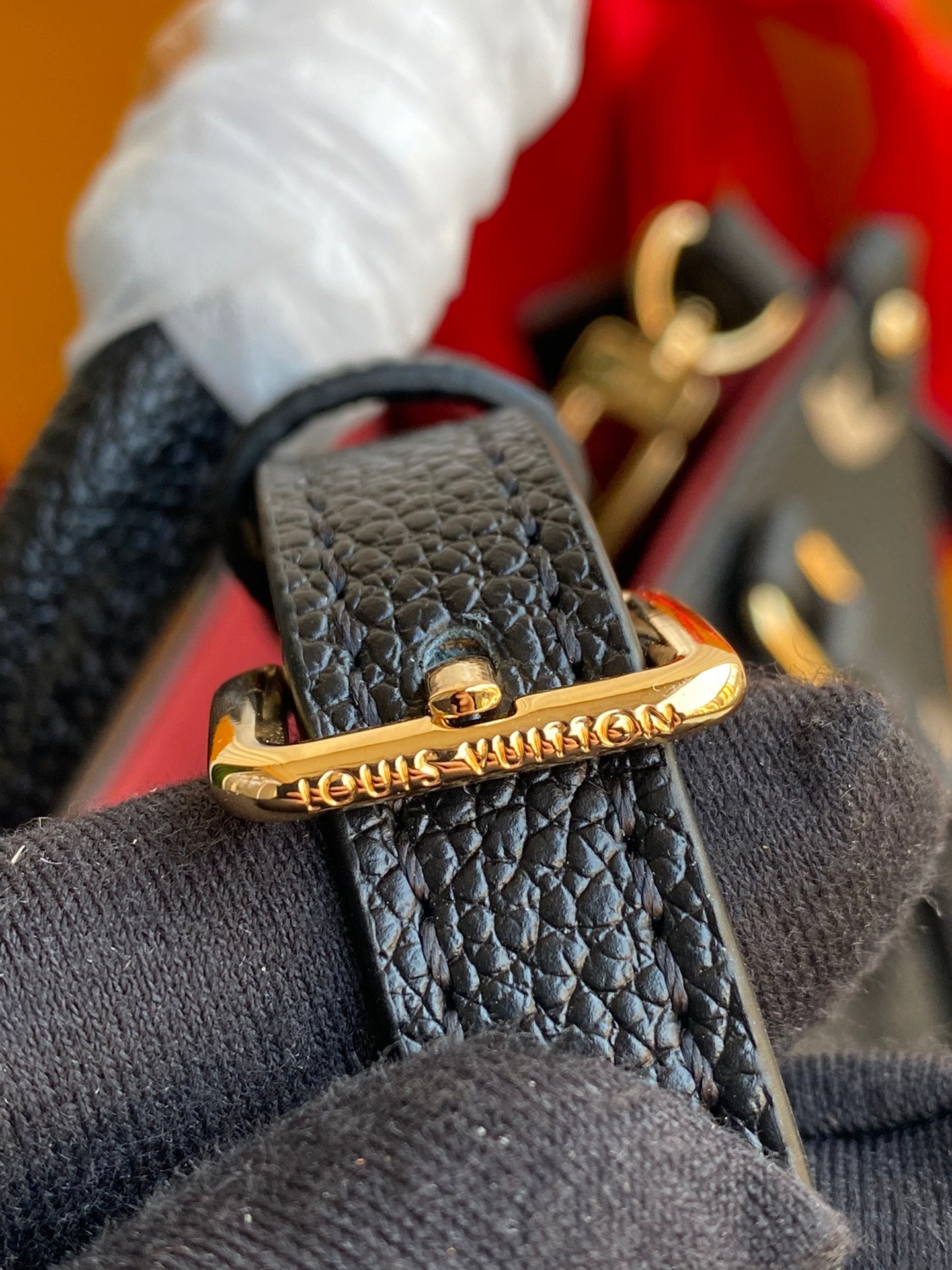 Louis Vuitton Black and Beige Monogram Leather Tote Bag with Shoulder Strap