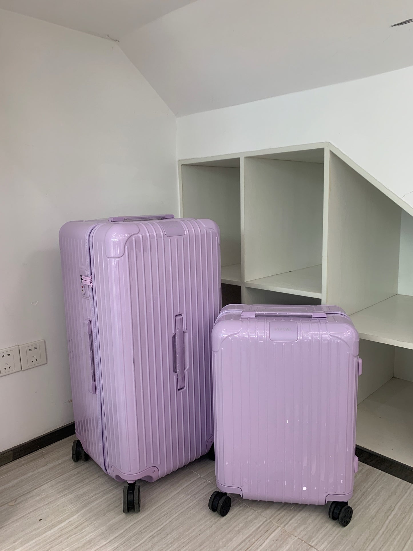 Pastel Purple Ribbed Hardshell Spinner Luggage Set 2-Piece