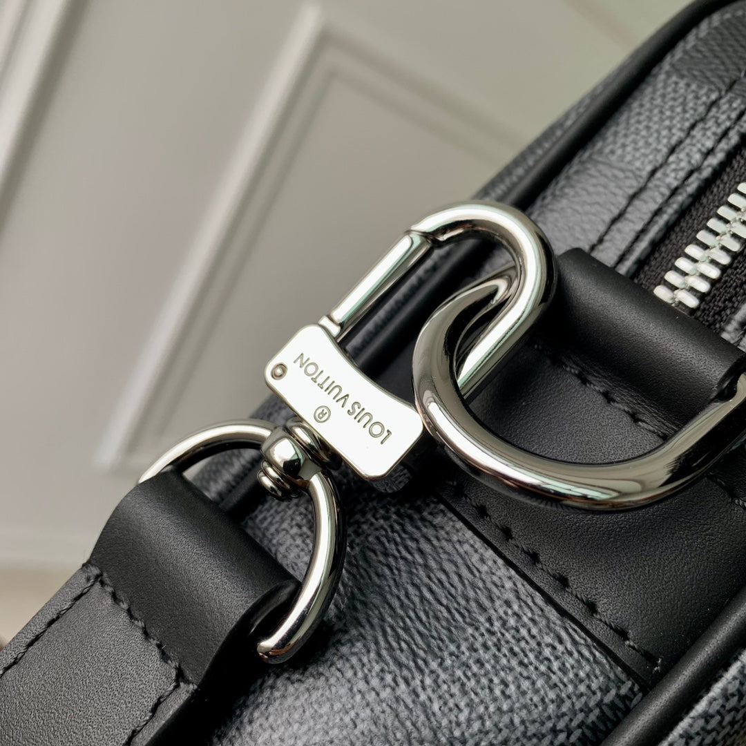 Louis Vuitton Classic Checkerboard Pattern Leather Business Briefcase Bag