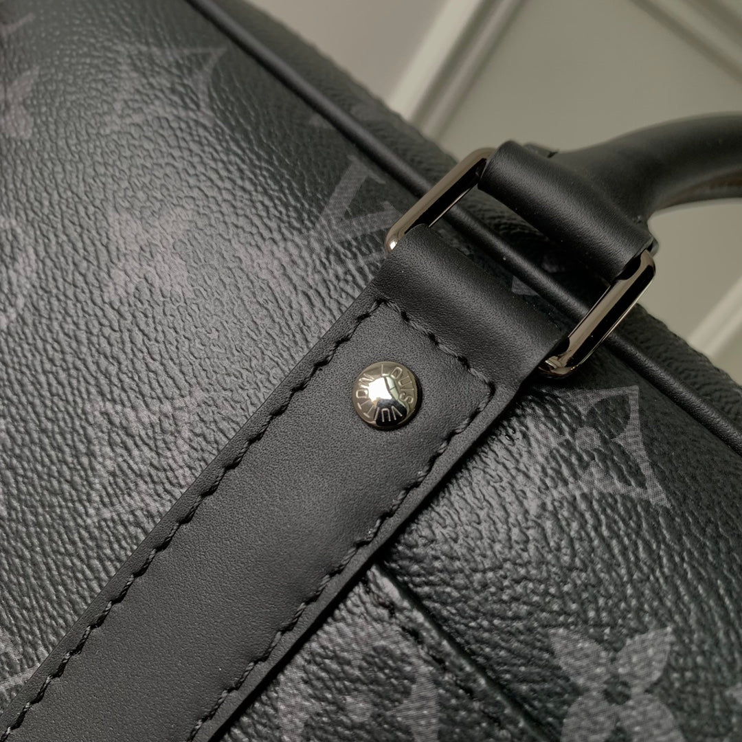 Louis Vuitton Men's Dark Grey Monogram Pattern Laptop Briefcase with Shoulder Strap