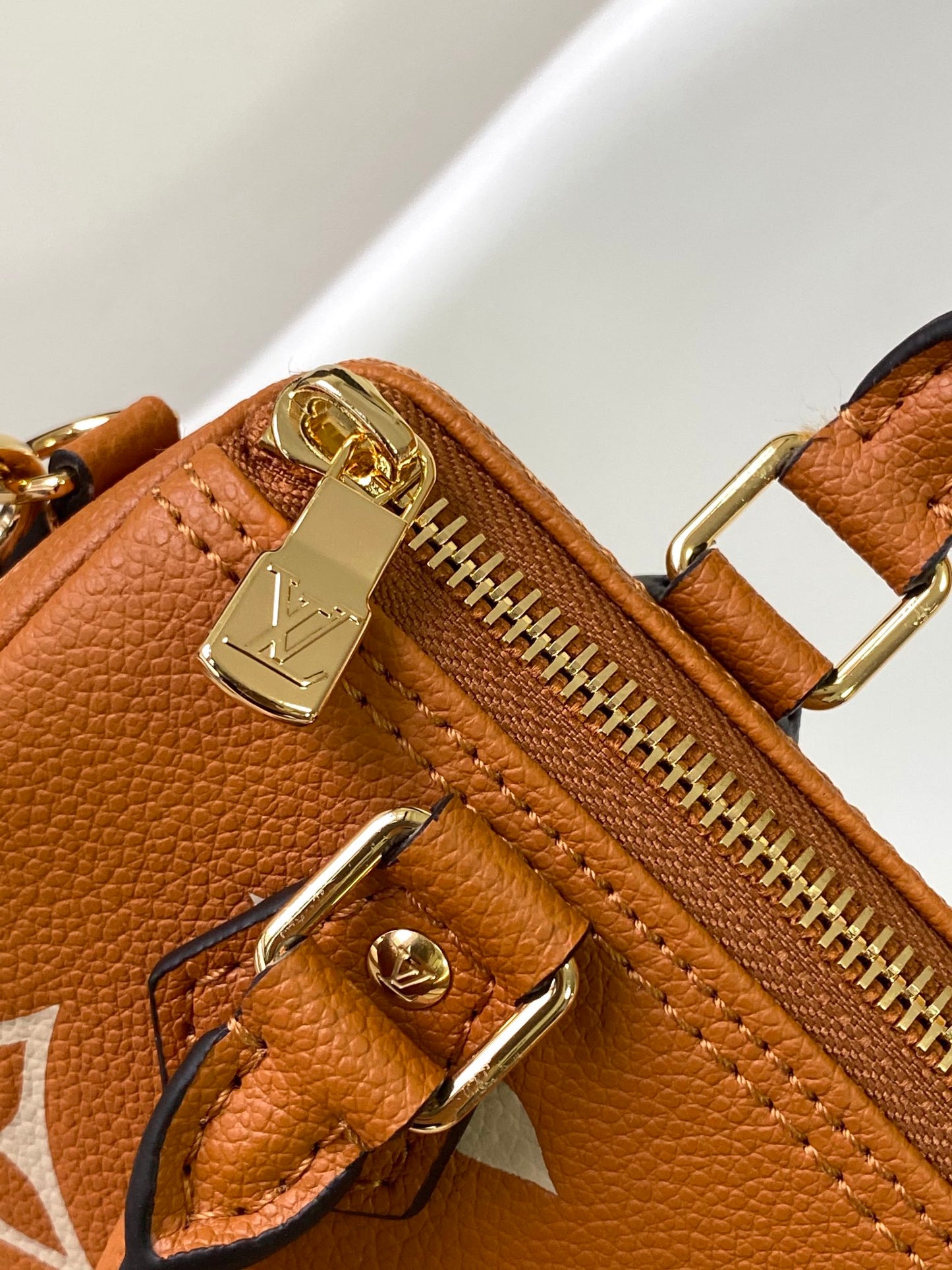 Louis Vuitton Classic Tan Monogram Mini Duffle Handbag with Adjustable Shoulder Strap