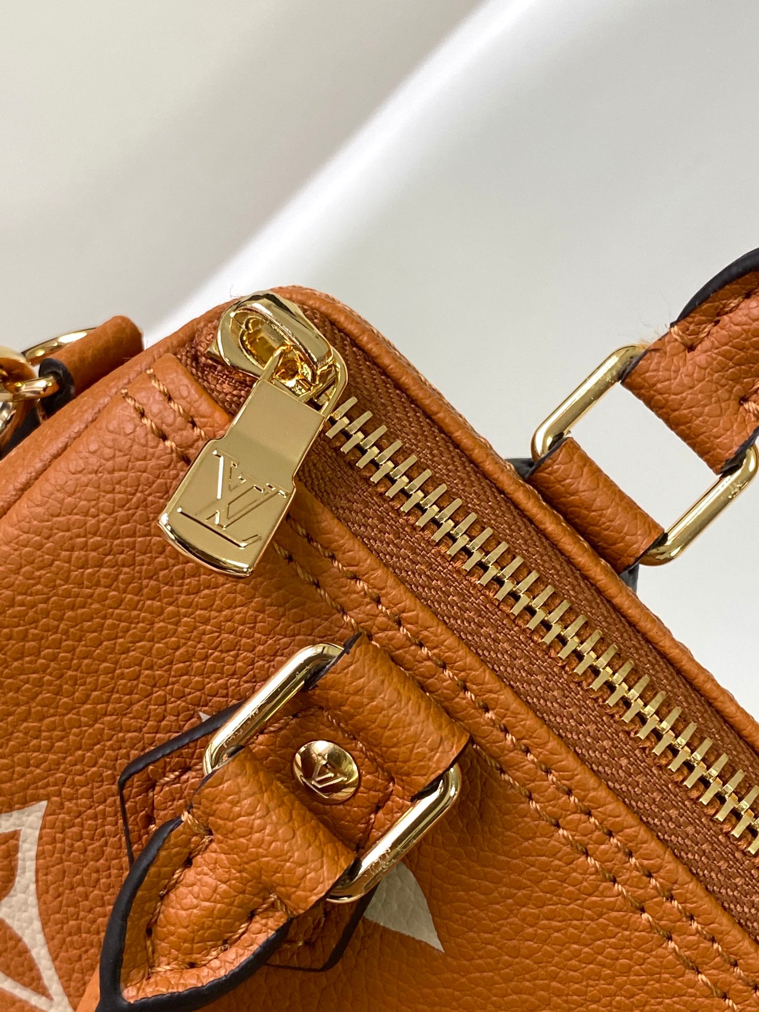 Louis Vuitton Classic Tan Monogram Mini Duffle Handbag with Adjustable Shoulder Strap